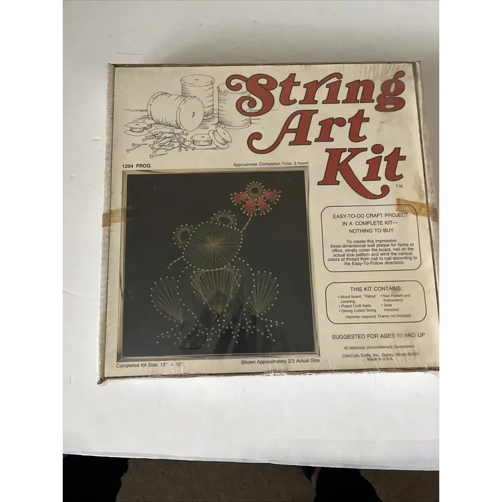 LARGE VINTAGE STRING ART KIT FROG SEALED NEW 12